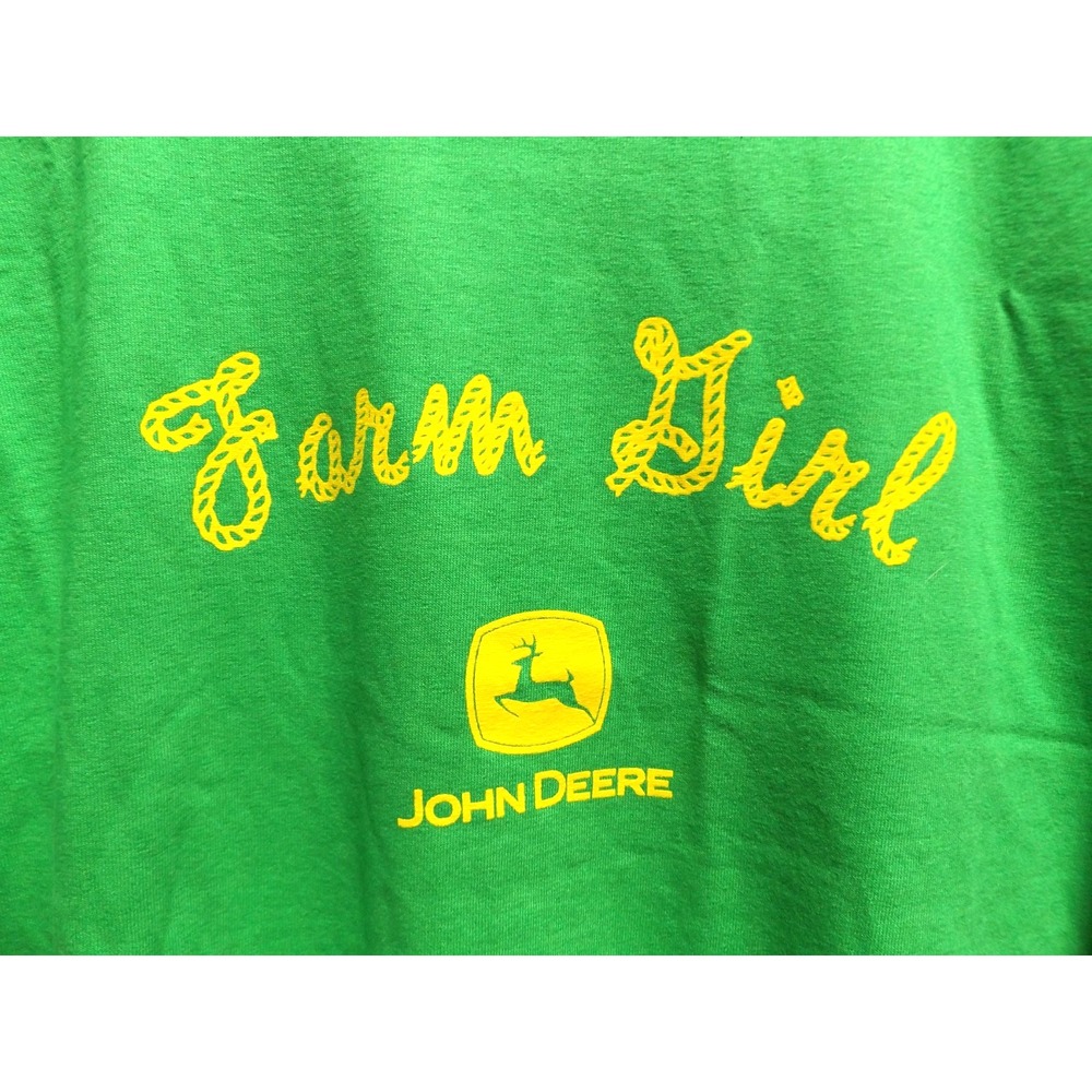 WOMENS JOHN DEERE T SHIRT, "FARM GIRL" NEW SIZE XL, COTTON, SHORT SLEEVE